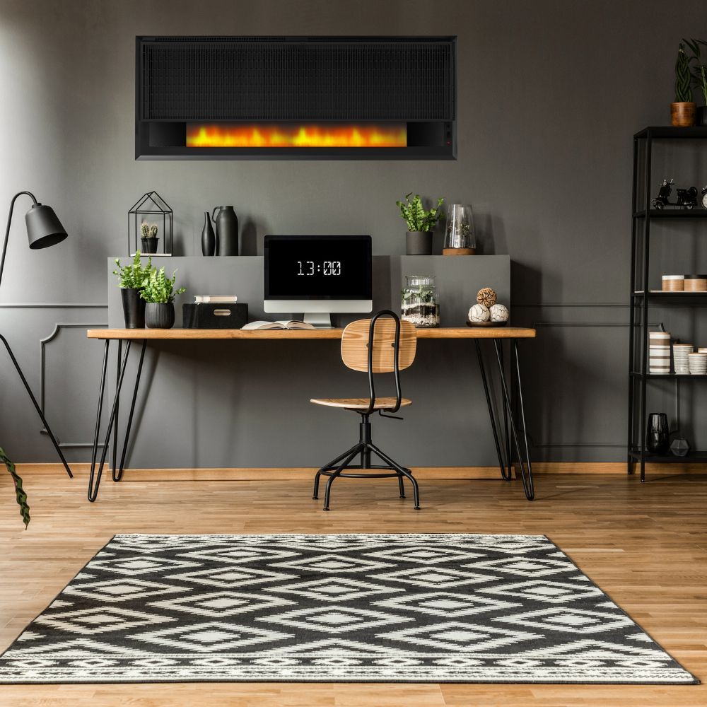 Panou Radiant cu Aspect Semineu si Proiectie Flacara LED - Design Modern, 2100W