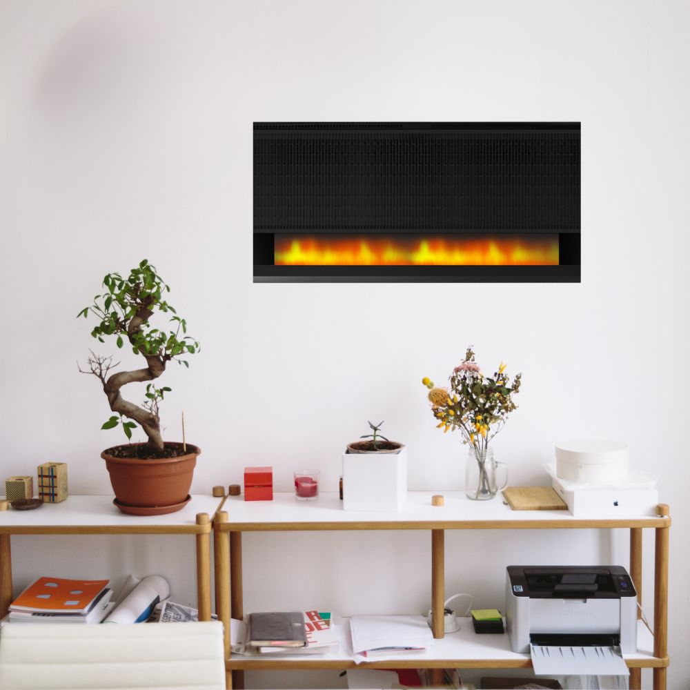 Panou Radiant cu Aspect Semineu si Proiectie Flacara LED - Design Modern, 1700W
