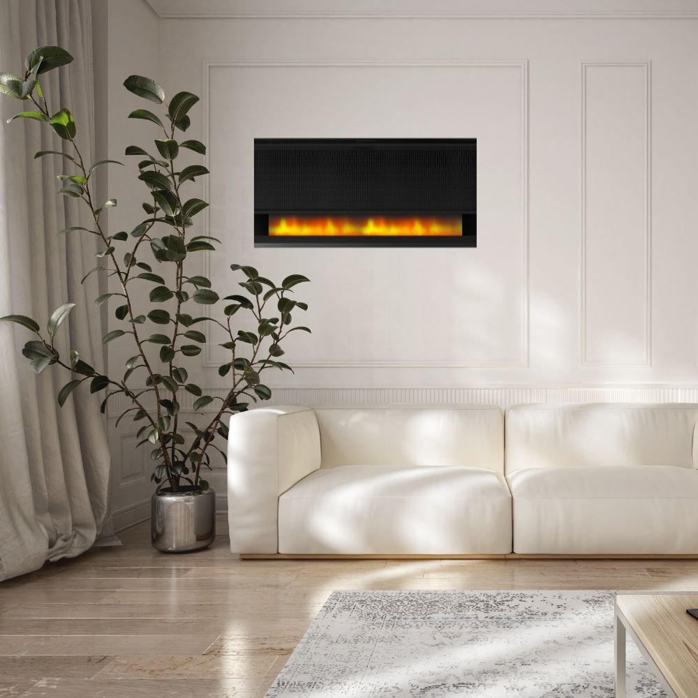 Panou Radiant cu Aspect Semineu si Proiectie Flacara LED - Design Modern, 1700W