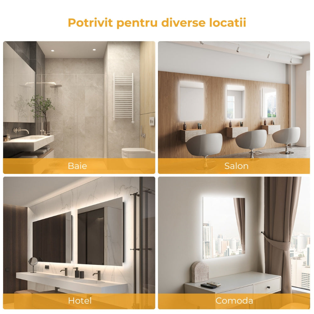 Oglinda tip Panou Radiant, cu lumina LED, 580W