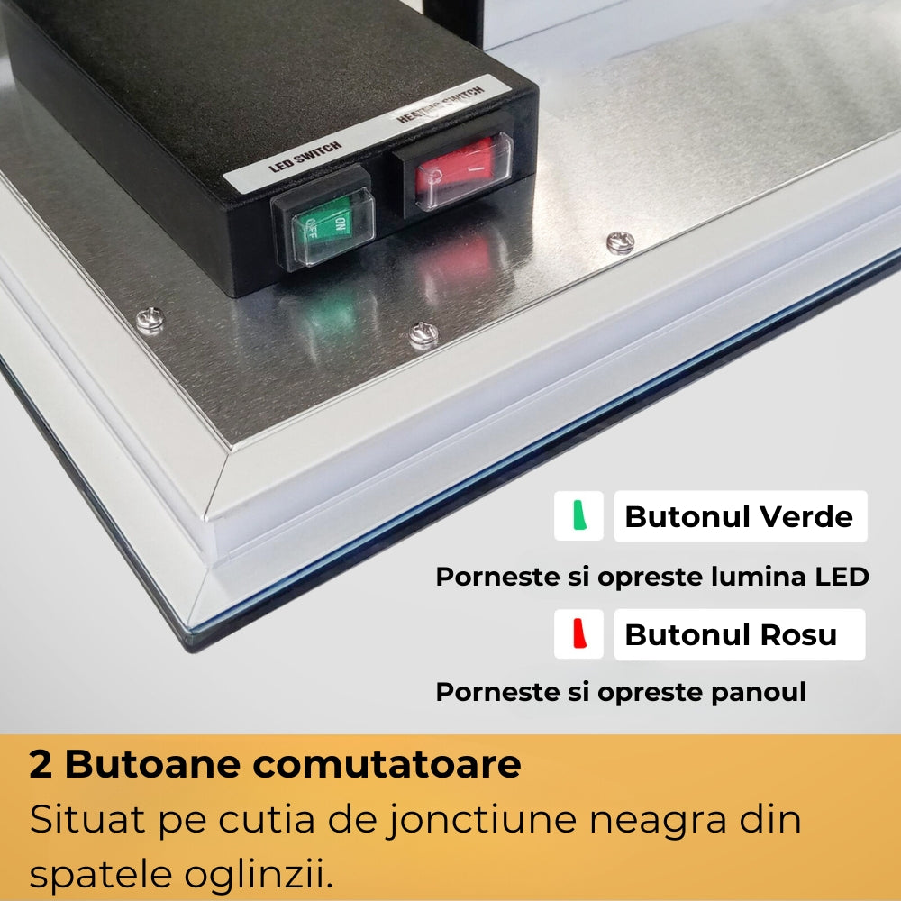 Oglinda tip Panou Radiant, cu lumina LED, 580W
