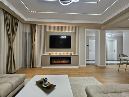 Semineu Electric Incorporabil de Perete cu Sunet, WI-FI incorporat, 7 culori si 5 nivele de intensitate a flacarilor (YF-4802WERB-I)